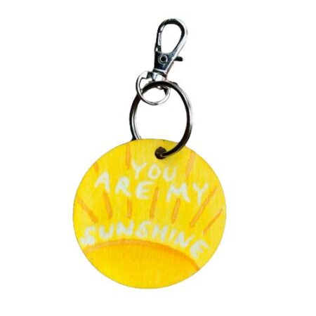 "You are my sunshine" yellow wooden watercolour painted keyring