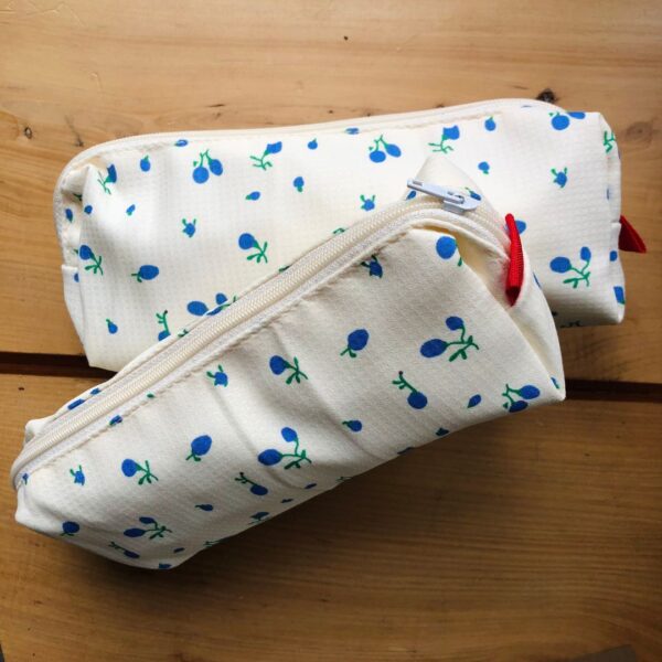 Blue flower bud design pencil case