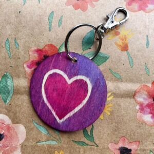 "I love you" pink and purple keyring