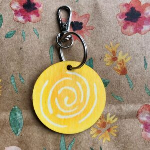 "you are my sunshine wooden yellow keyring