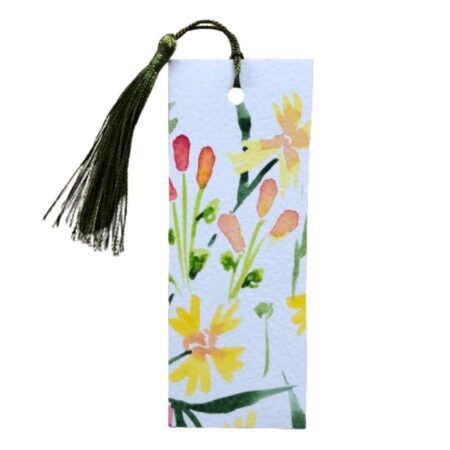 floral design watercolour bookmark with tassel