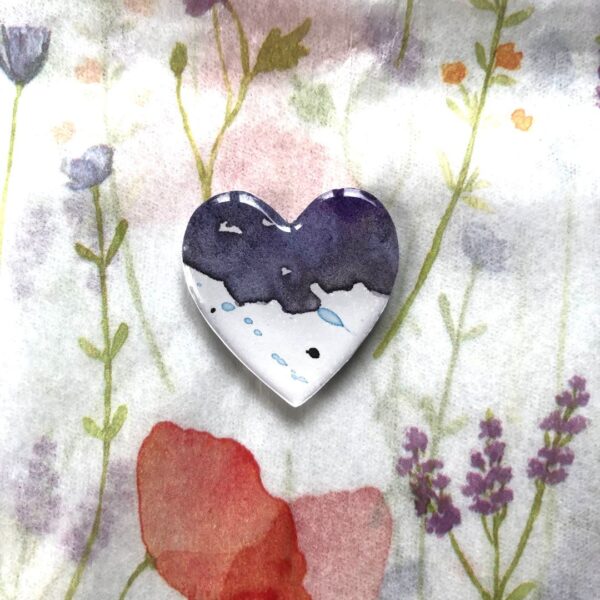 watercolour and resin heart magnet for sale