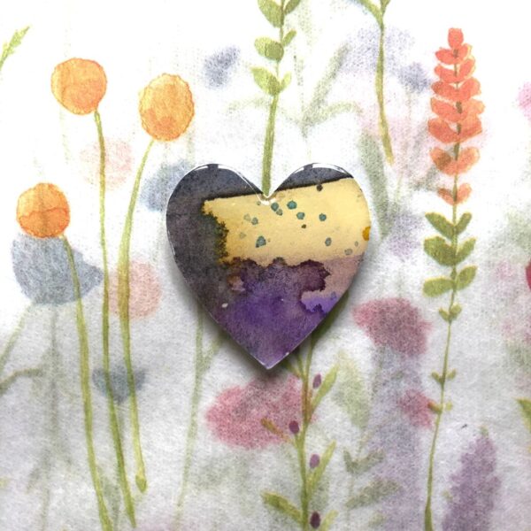 watercolour and resin heart magnet for sale