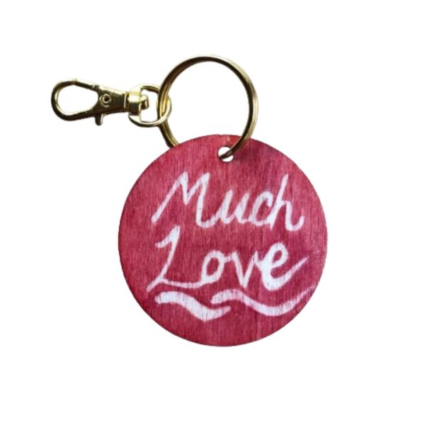 aroha nui much love red wooden keyring