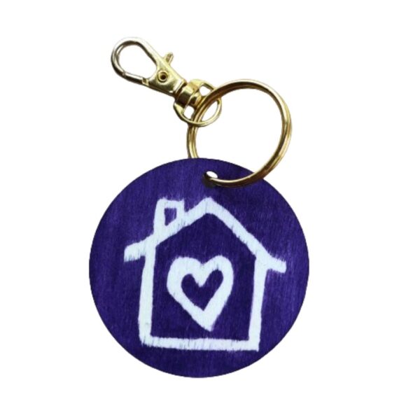 home sweet home purple wooden keyring