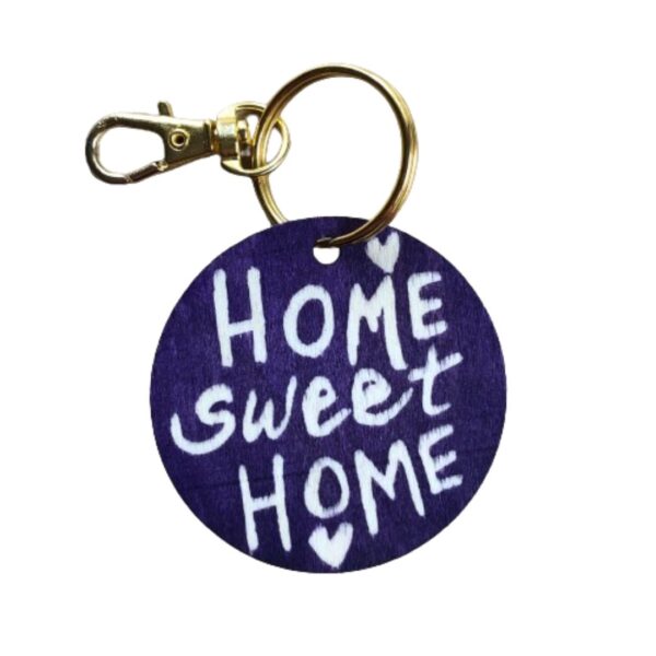 home sweet home purple wooden keyring