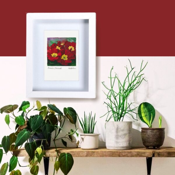 Primula Crescendo framed art print on a wall