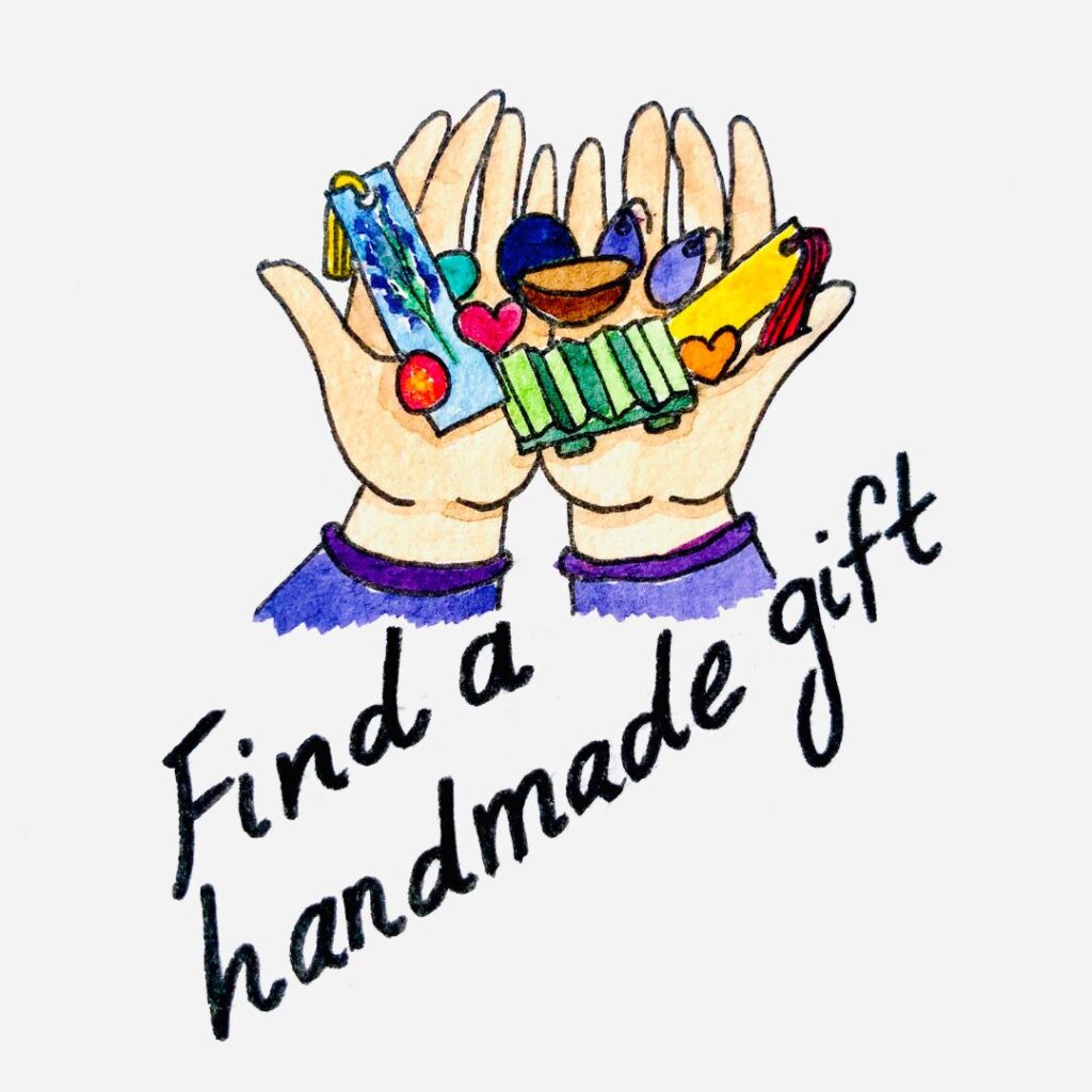 find a handmade gift like bookmarks, earrings, magnets.