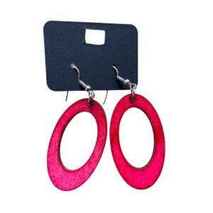 pink oval earrings buy wooden pink oval earrings